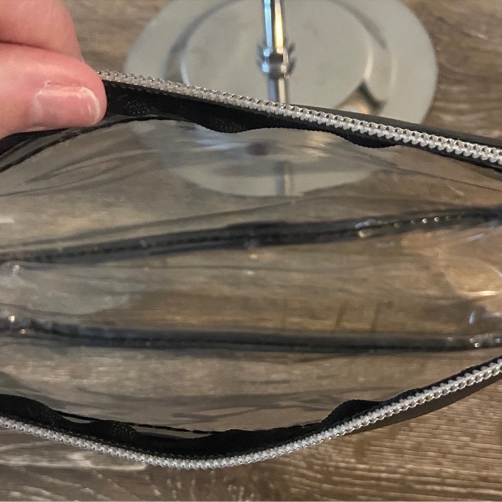 Clear PVC Shoulder Bag with Black Trim and Chain Strap, EUC - Picture 2 of 5